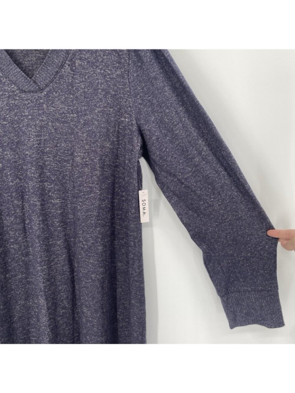 SOMA Size XL Gray CozyLuxe Long Sleeve Long Sleepshirt Rib - Picture 8 of 14